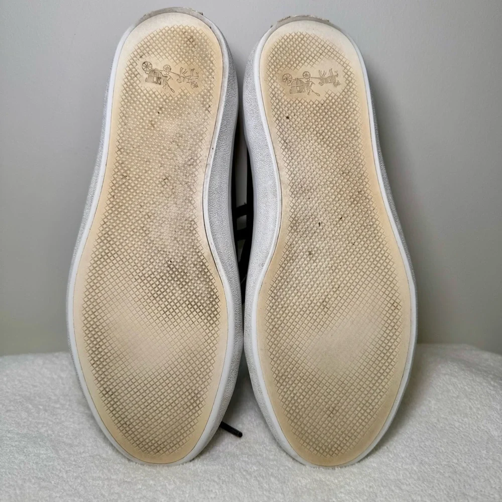 Coach Women’s Empire black and white‎ leather sneakers with zipper detail size 8